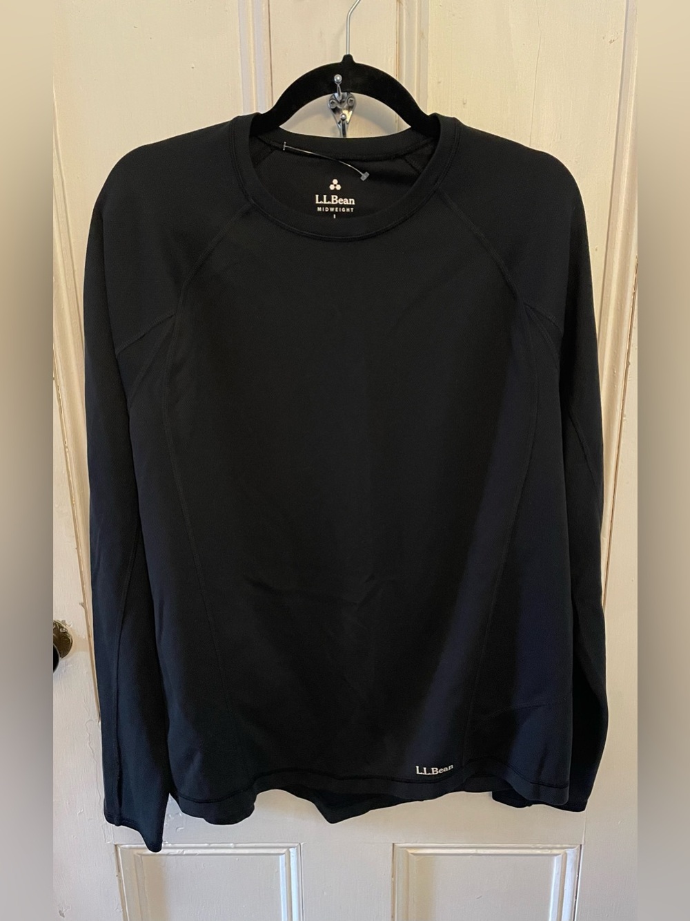 L.L.Bean Shirt Mens Large Black Midweight Long Sleeve Crew Neck Performance Top